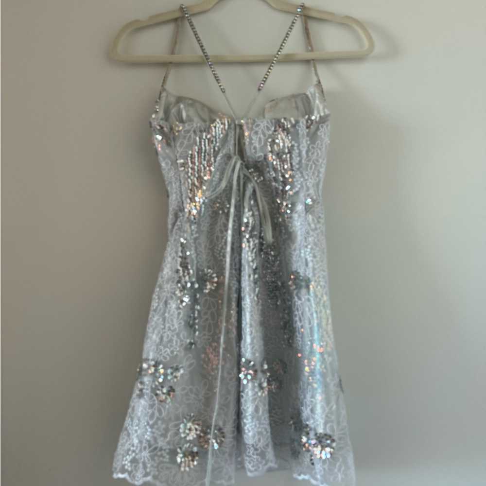 For Love and Lemons OPAL MINI DRESS SILVER sold out everywhere! Size XS - Picture 4 of 5